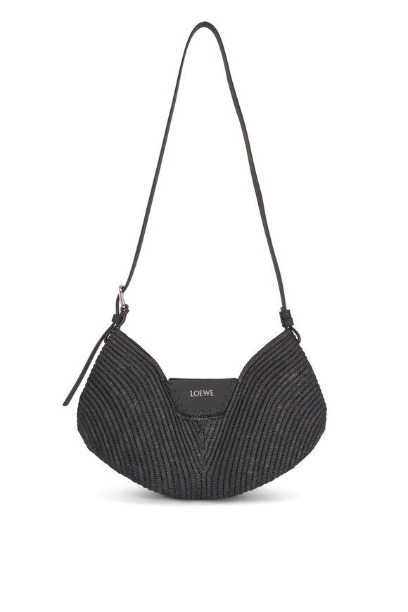 Loewe Medium Swing Black Raffia & Leather Bag - view 1