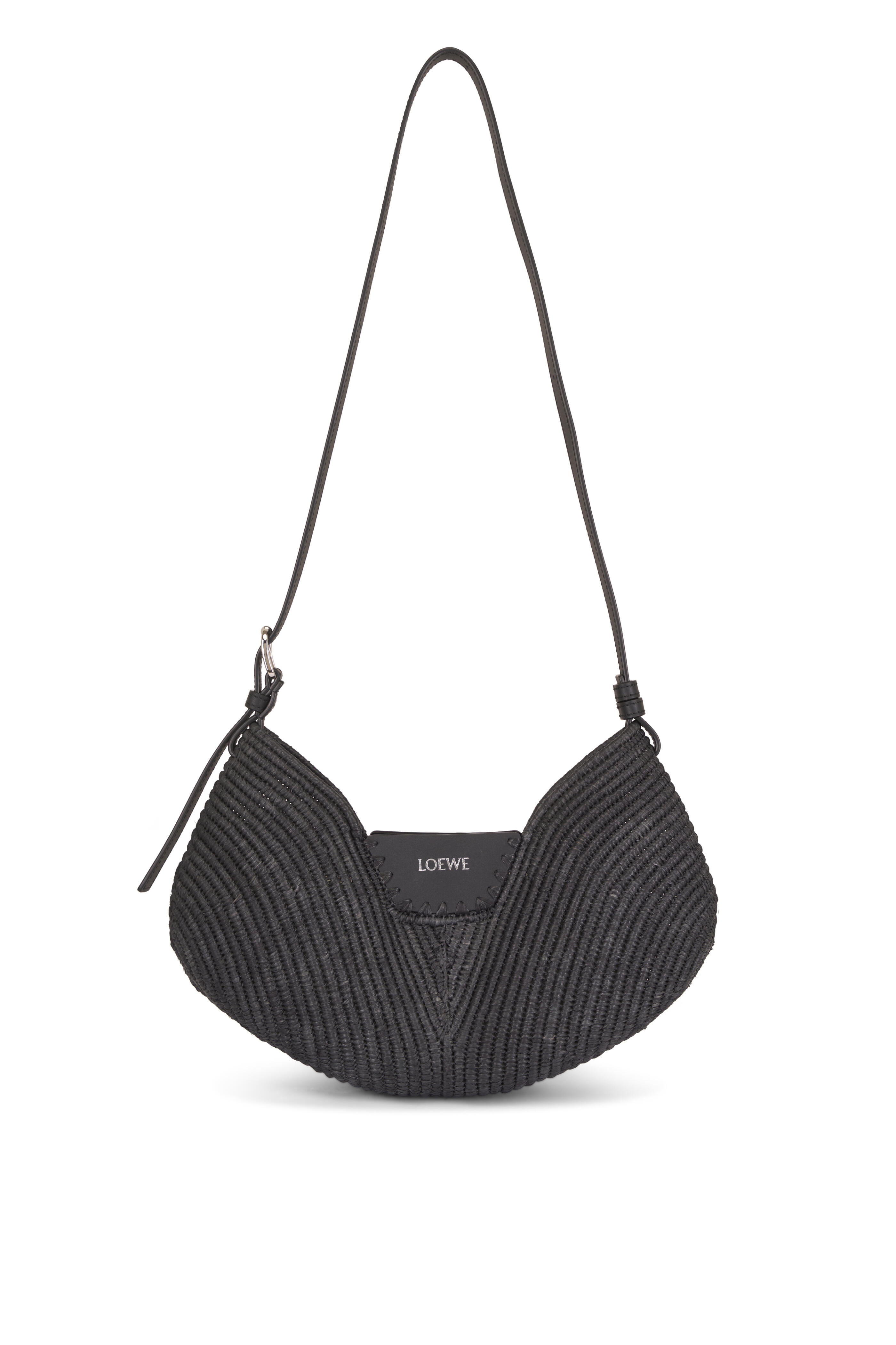 Loewe - Medium Swing Black Raffia & Leather Bag - view 1