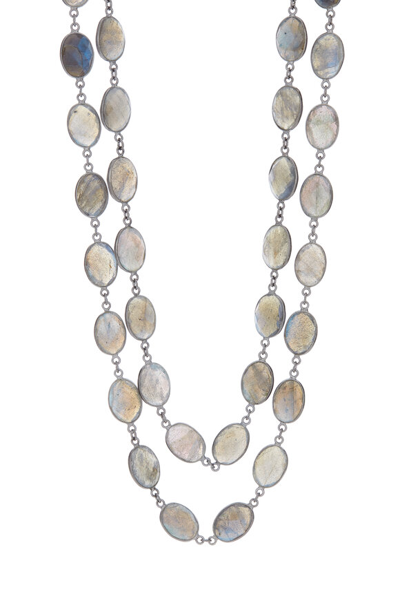 Loriann - Blue & Grey Multicolor Labradorite Necklace 