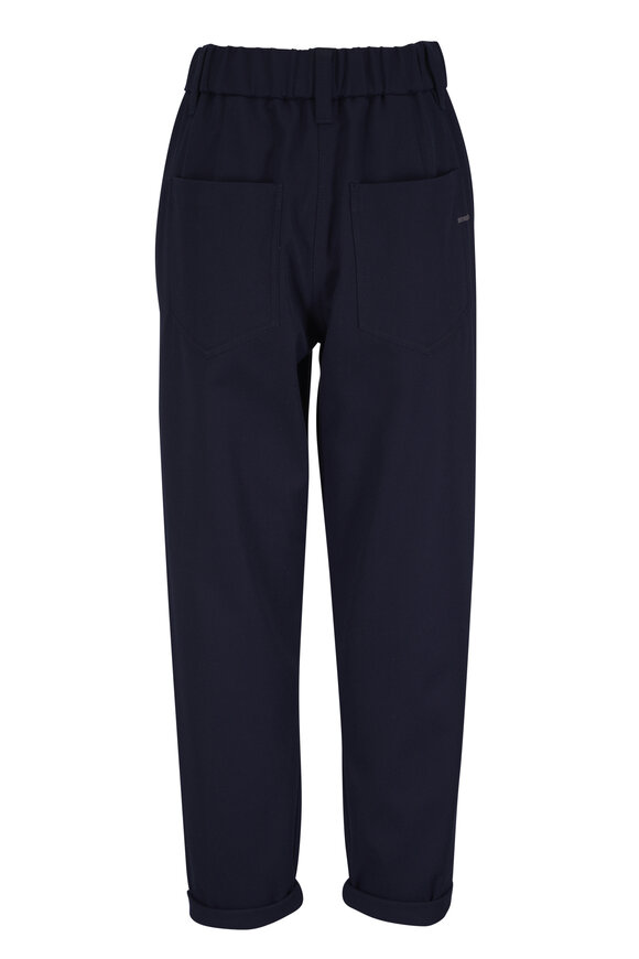 Brunello Cucinelli Navy Stretch Cotton Pant - view 2