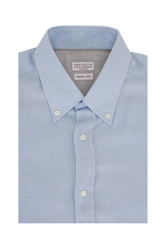 Brunello Cucinelli - Light Blue Cotton & Cashmere Sport Shirt