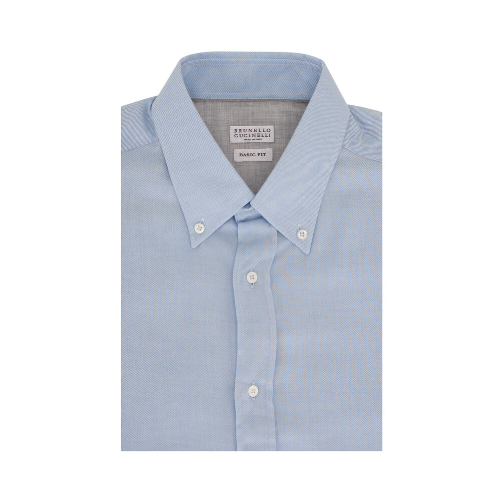 Brunello Cucinelli - Light Blue Cotton & Cashmere Sport Shirt