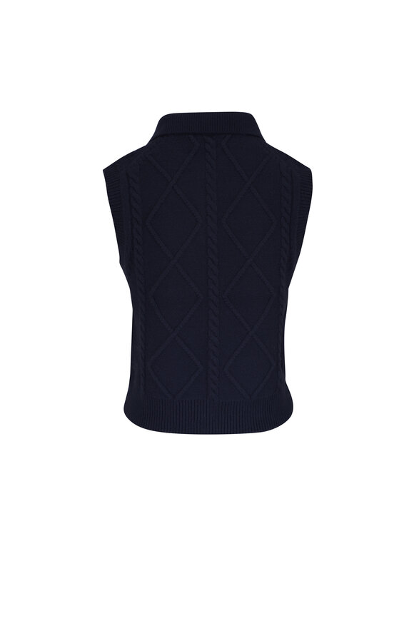 Vince Coastal Blue Cable Knit Sweater Vest - view 5