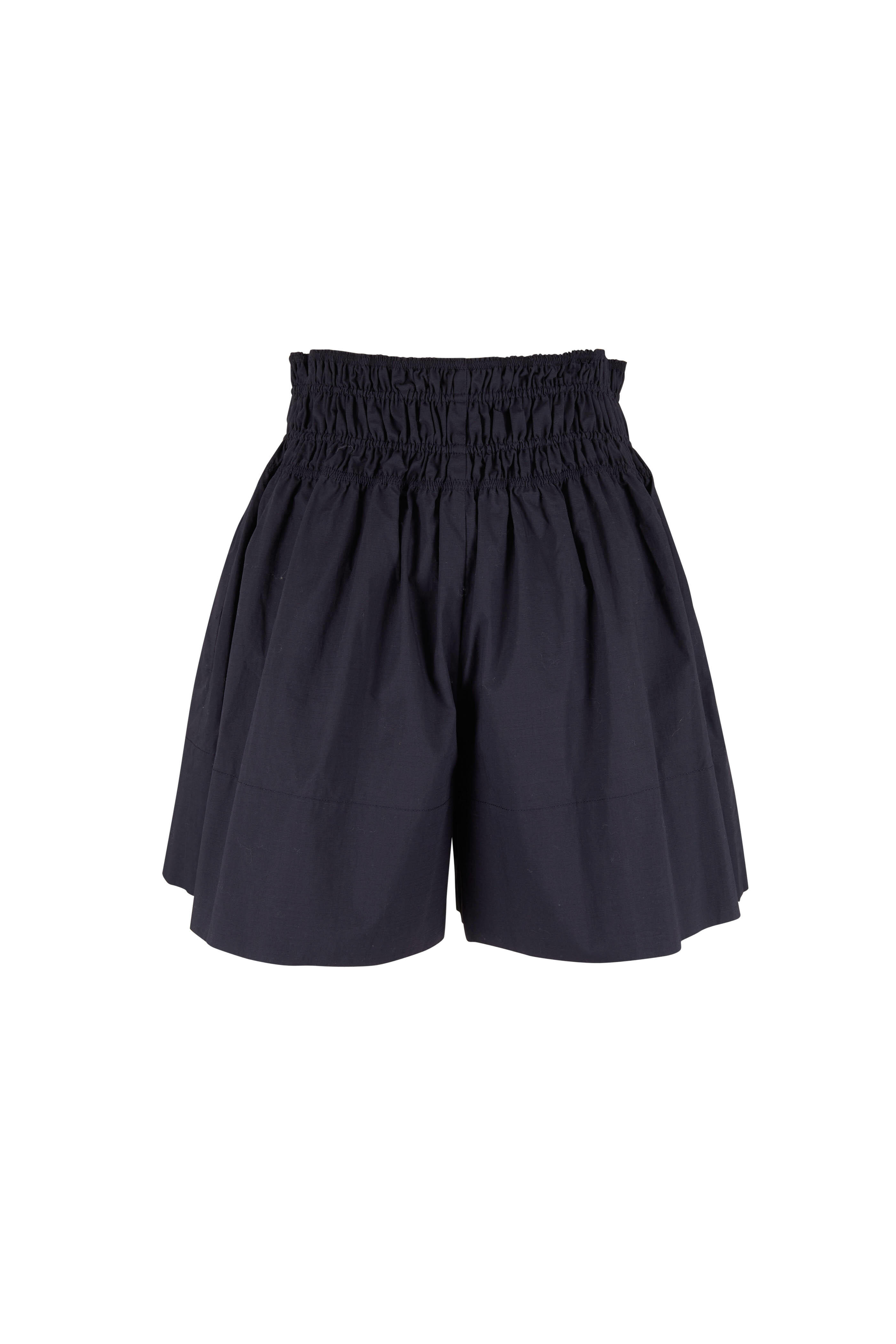 Vince - Black Smocked Wide Leg Shorts | Mitchell Stores
