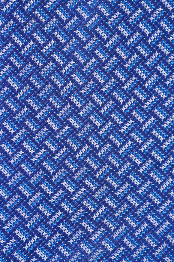 Brioni Blue Woven Silk Necktie - view 2