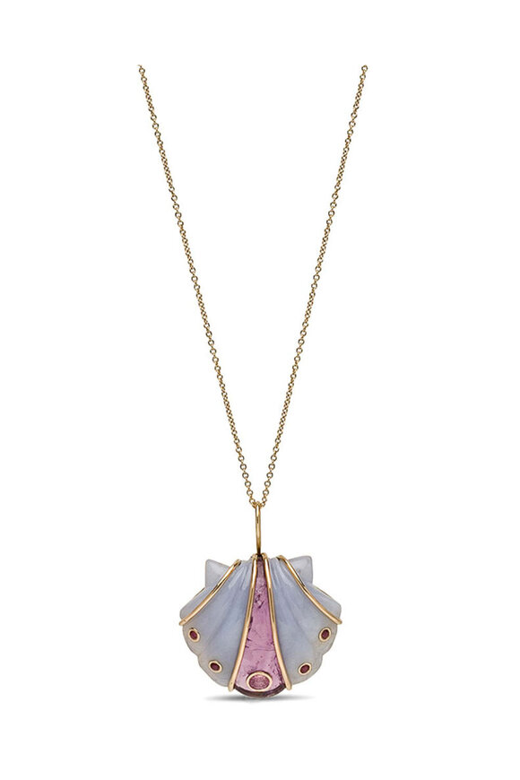 Brent Neale Amethyst and Chalcedony Seashell Pendant Necklace - view 3