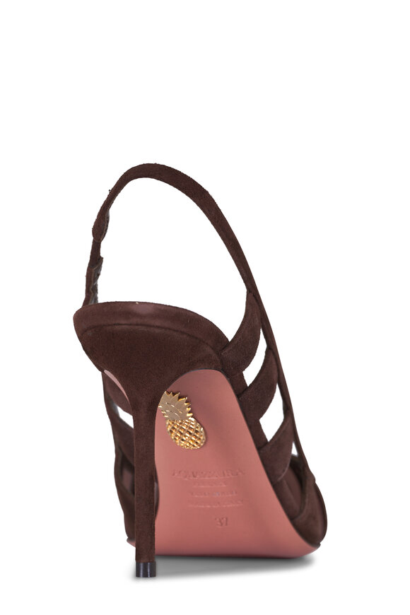 Aquazzura Espresso Suede Mesh Slingback Pump, 85mm - view 6