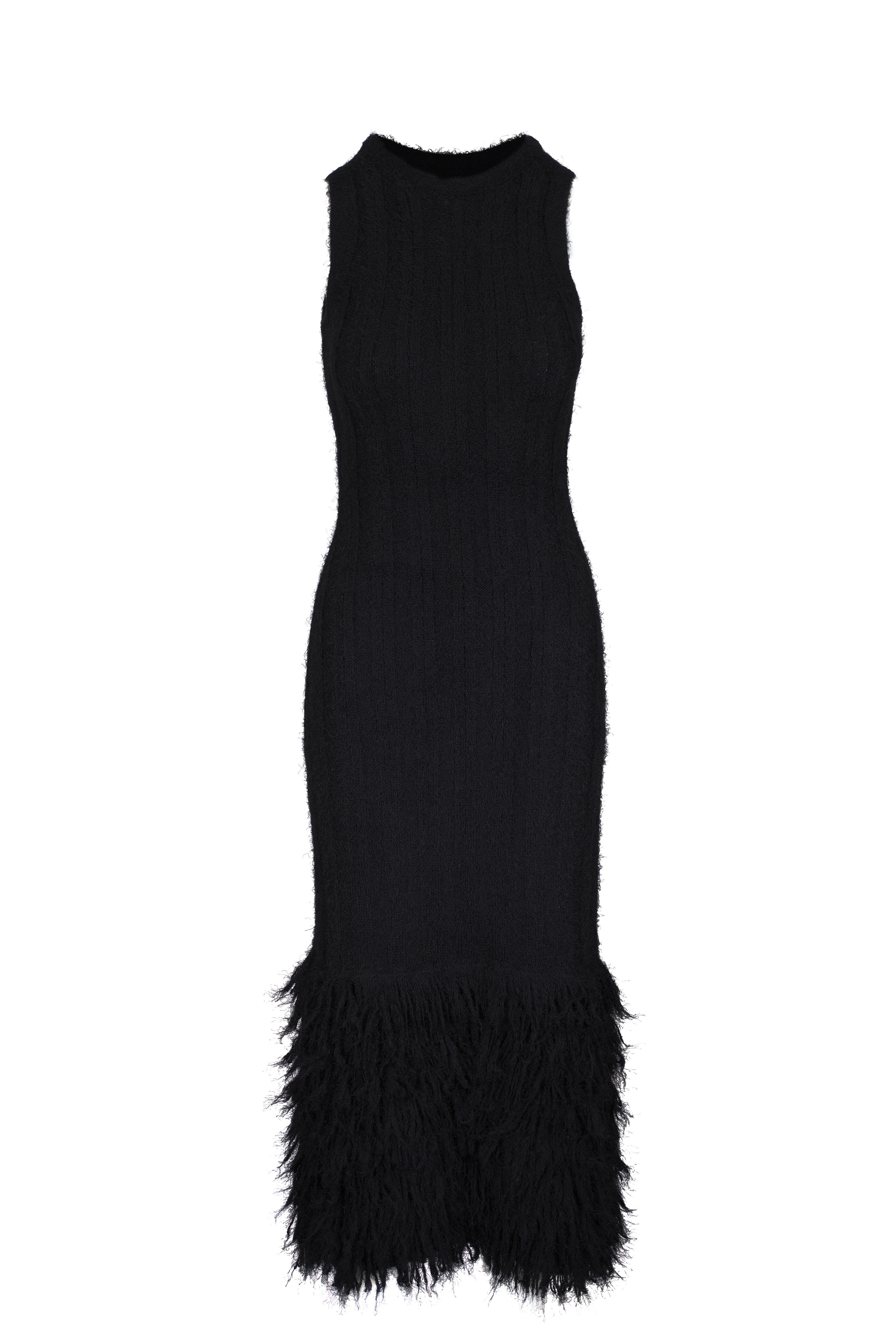 Khaite - Fiore Black Silk & Cashmere Fringed Maxi Dress