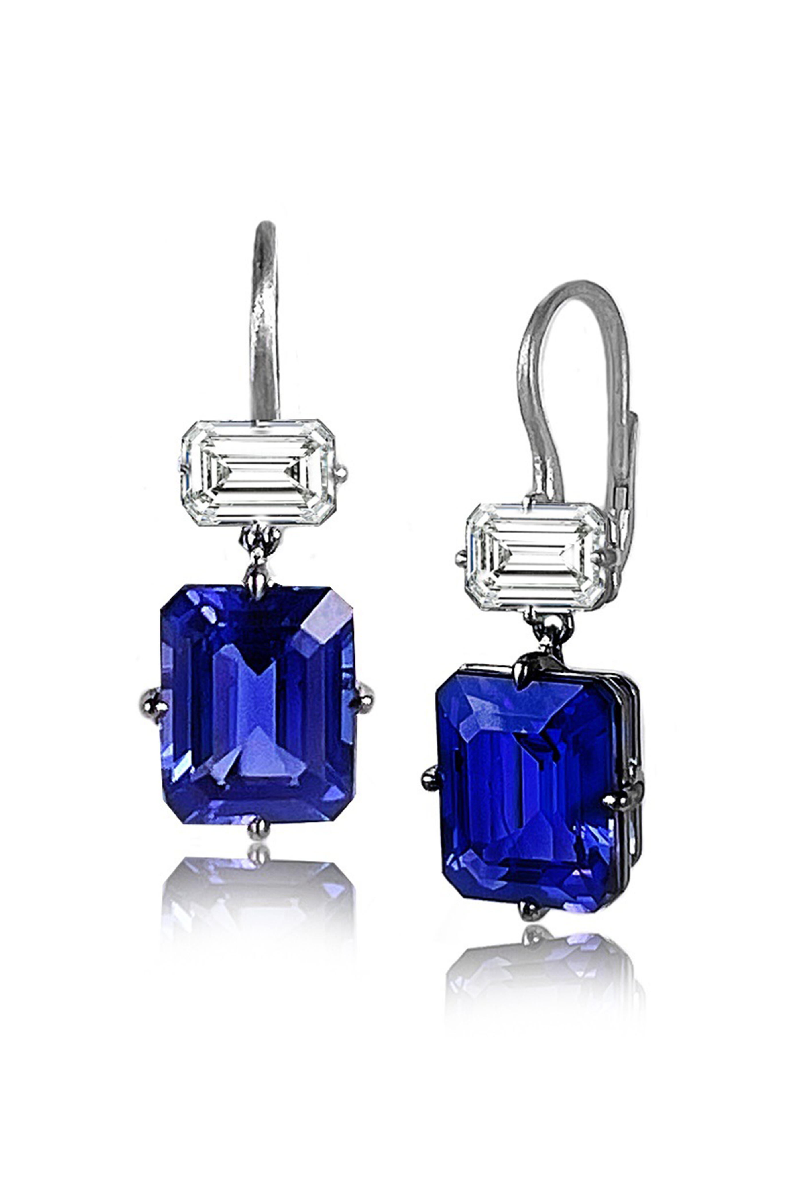 Nam Cho - 18k White Gold Tanzanite & Diamond Drop Earring