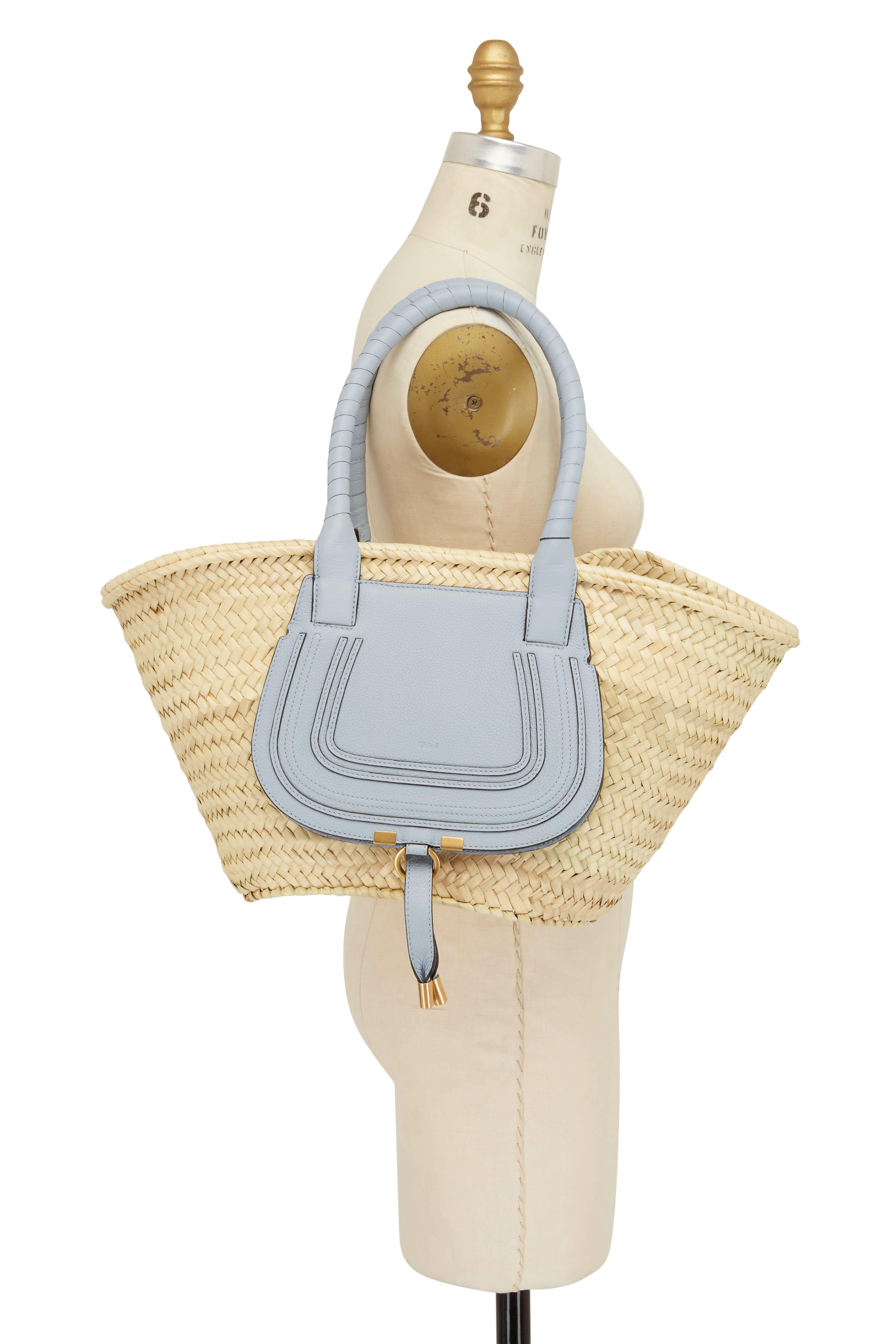 Chloé - Medium Marcie Light Blue Raffia Tote