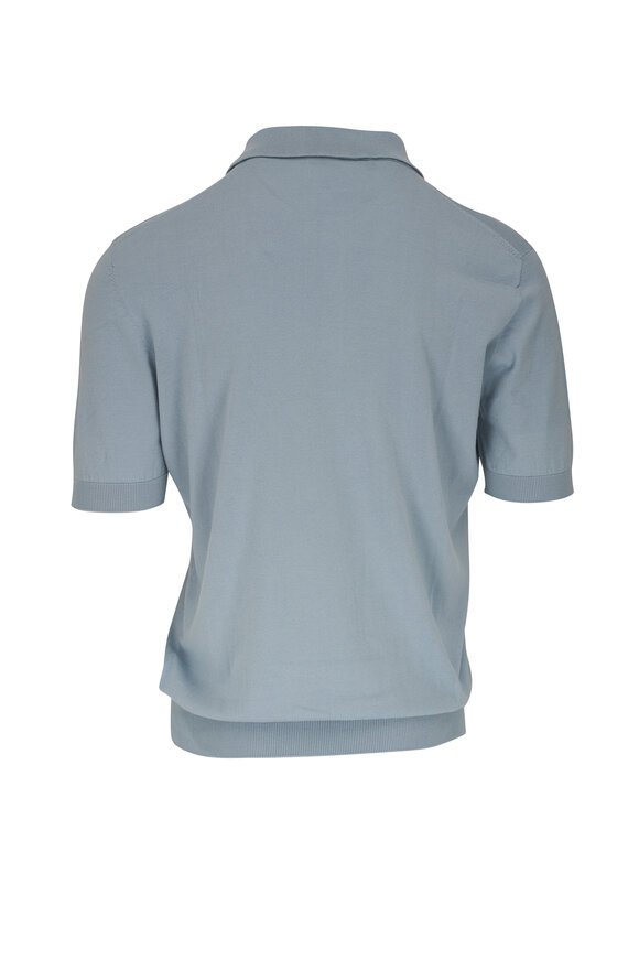 Atelier Munro - Light Blue Cotton & Silk Polo 