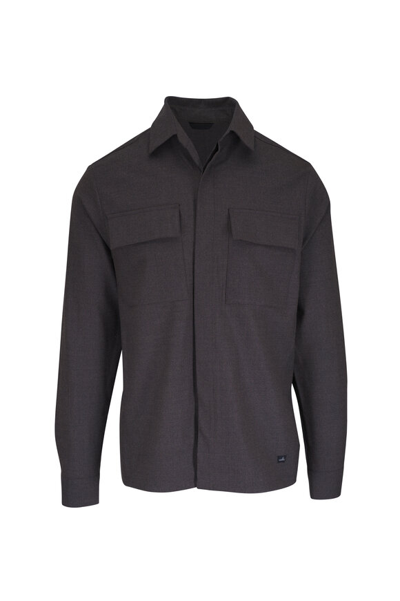 WAHTS Dark Brown Mélange Wool Shirt Jacket