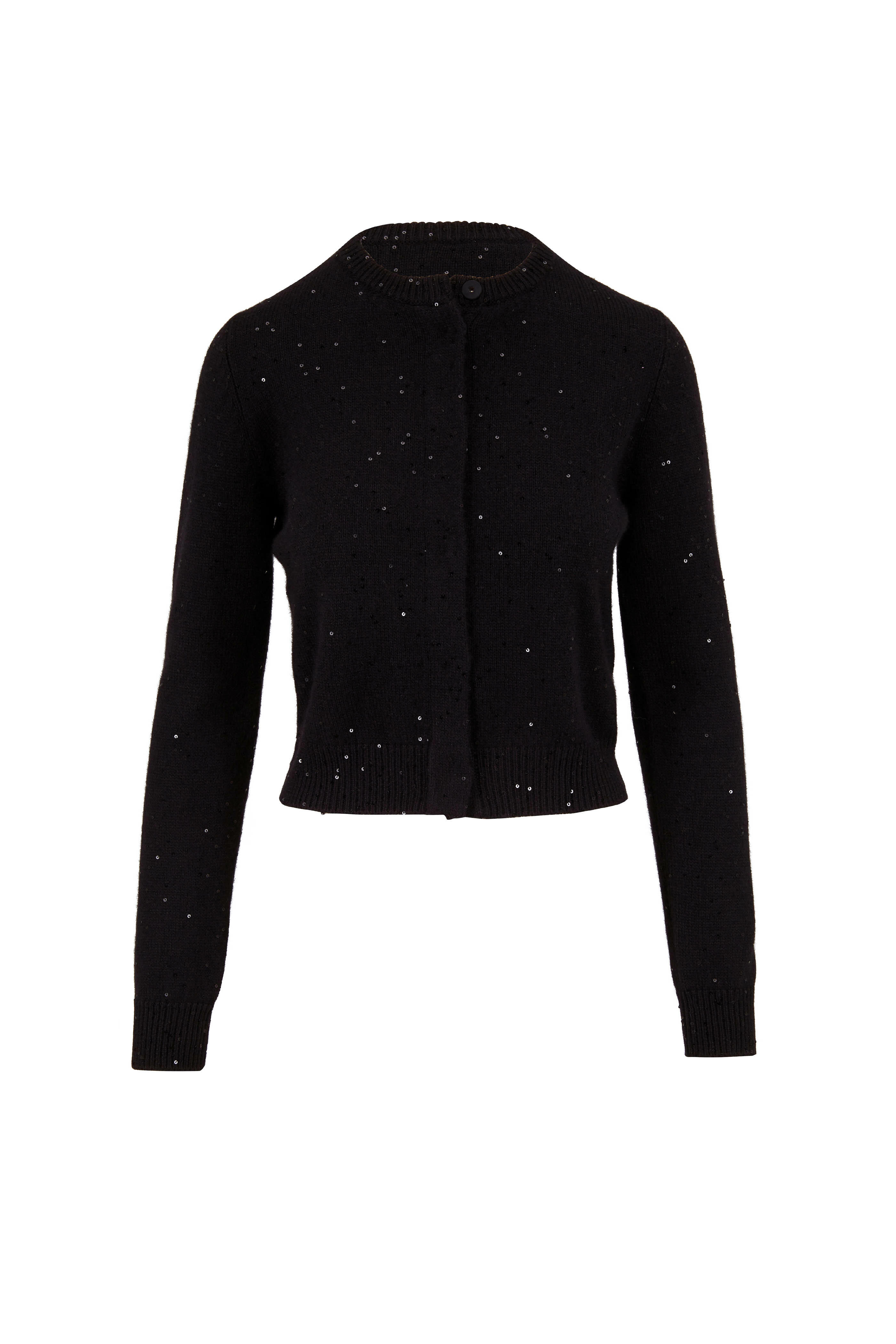 Brunello Cucinelli - Black Cashmere Sparkle Crop Cardigan