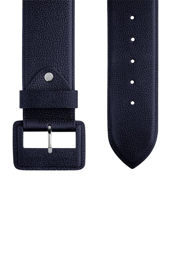 Maison Vaincourt La Merveilleuse Navy Pebbled Leather Belt - view 2