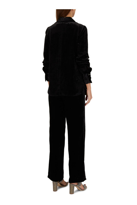 Vince - Black Velvet Shaped Collar Blouse