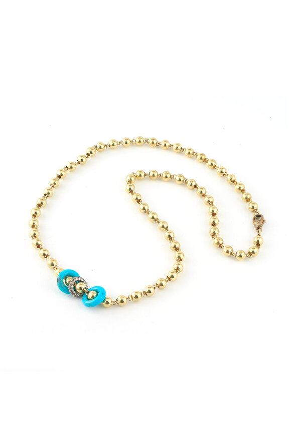 Sylva & Cie Turquoise Rondell Ball Chain Necklace