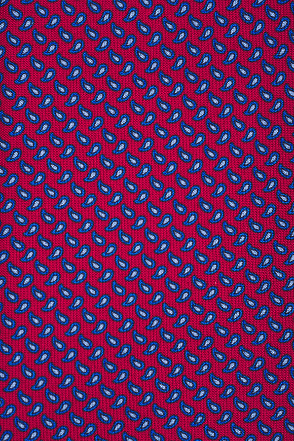 Brioni Red & Blue Paisley Print Silk Necktie - view 2