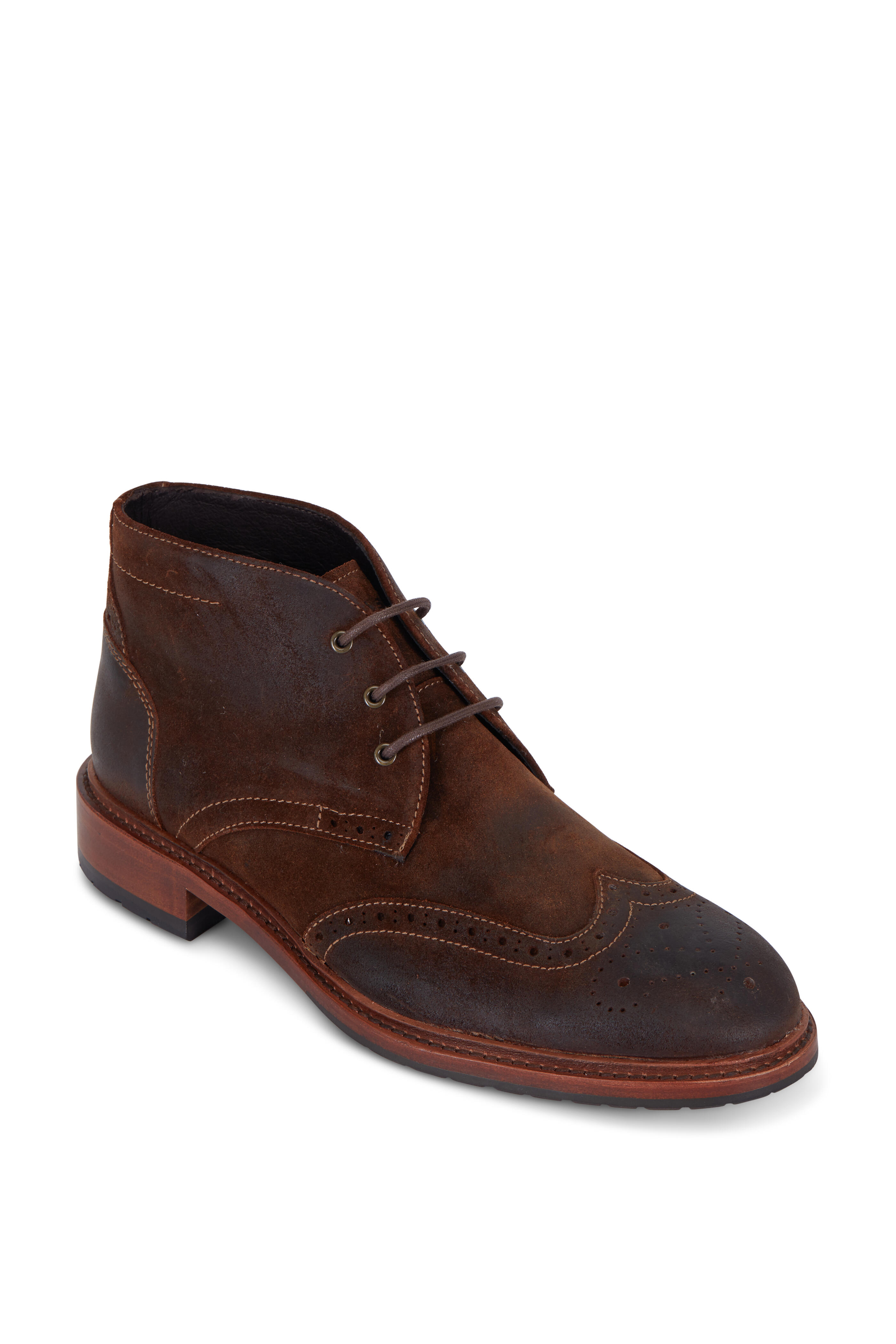 Trask - Lawson Brown Water-Resistant Suede Wingtip Boot