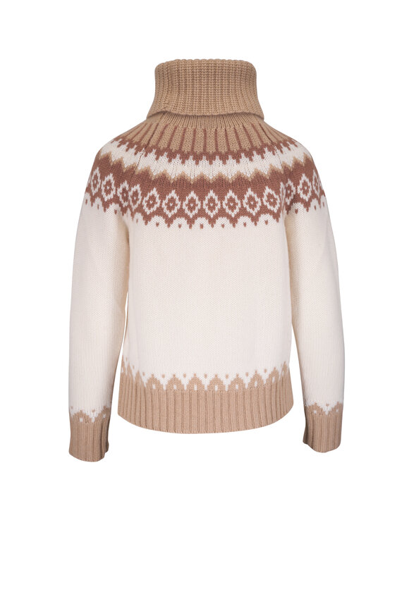 Bogner - Ingrid Beige & White Fiare Isle Turtleneck Sweater