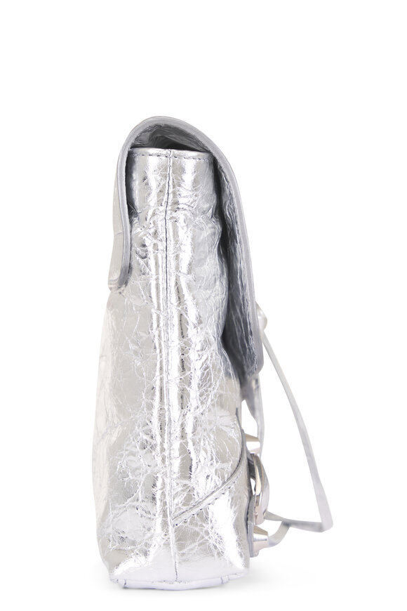 Balenciaga Le City Silver Metallic Leather Clutch - view 3