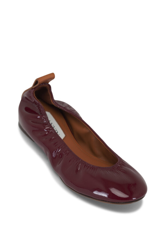 Lanvin Ballerina Burgundy Patent Leather Flat