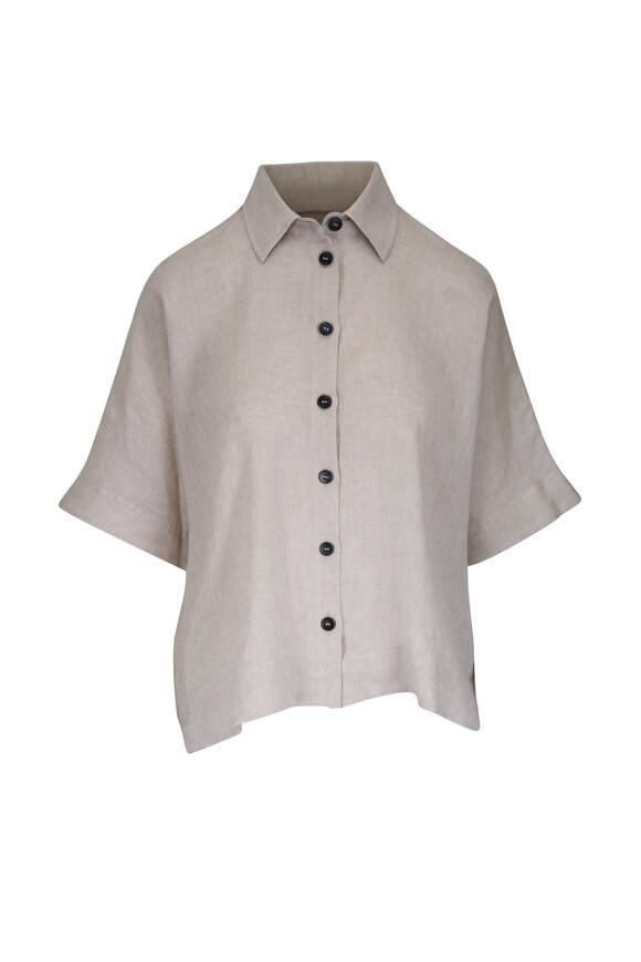 Antonelli Chuck Almond Linen Button Up Shirt