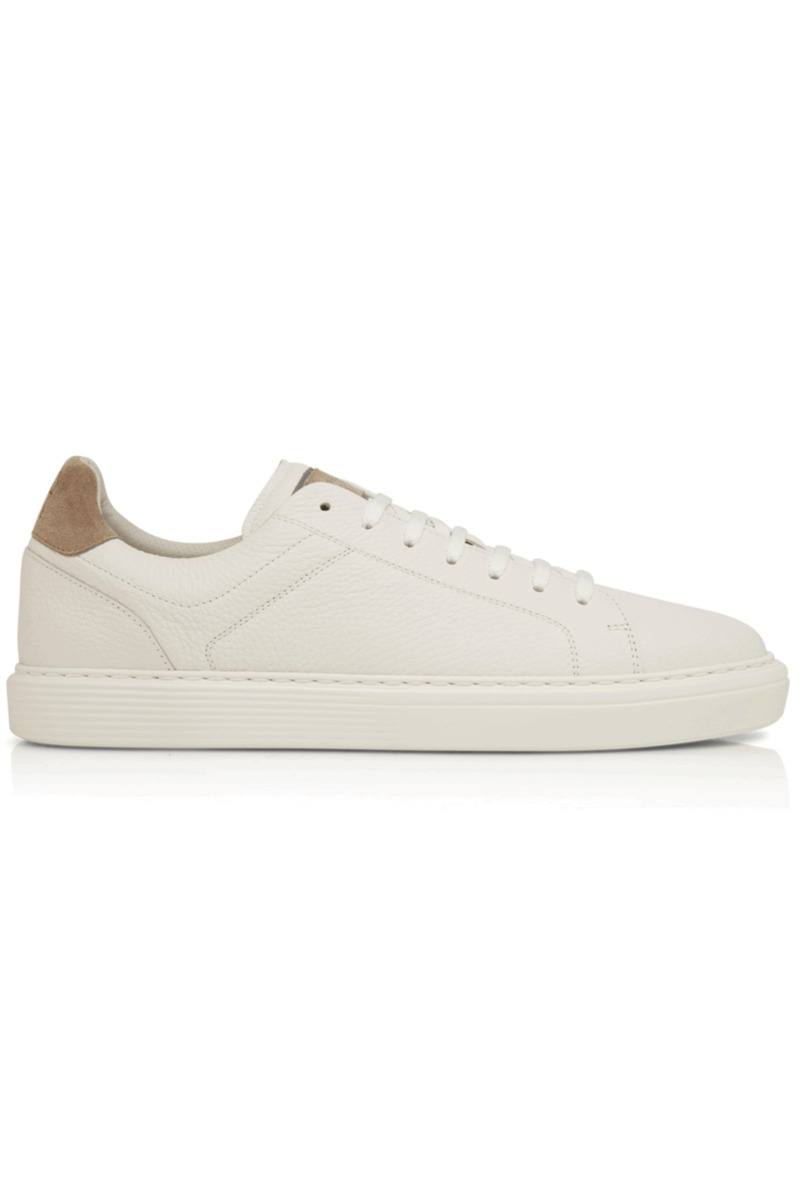 Brunello Cucinelli - Pebbled Leather Sneaker in Dark Grey and White