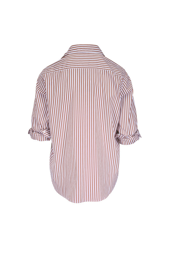 Frank & Eileen Relaxed Eileen Tan Striped Cotton Button Up Shirt - view 2
