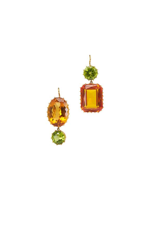 Renee Lewis 18k Yellow Gold Citrine & Peridot Earring