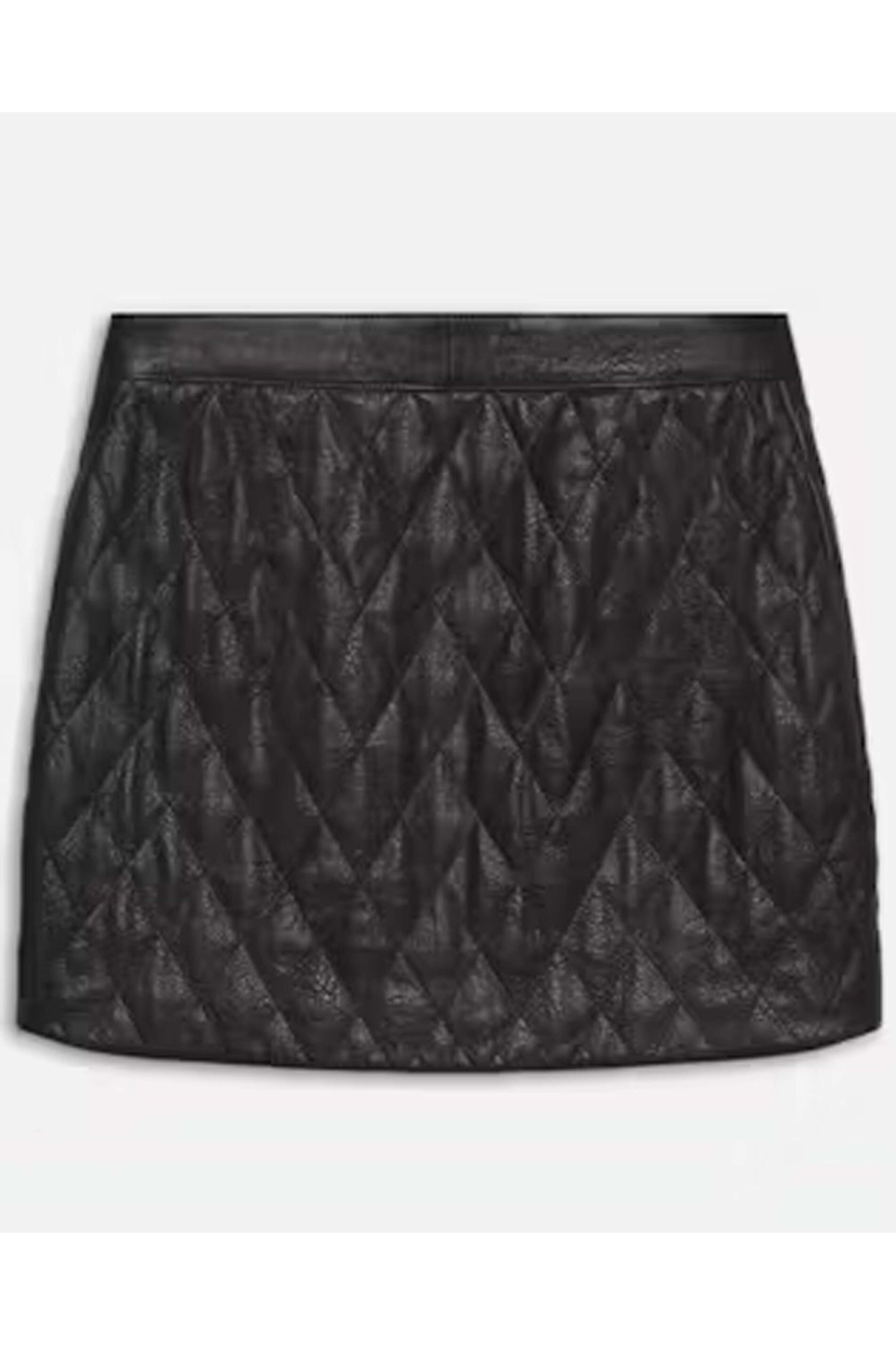 Frame - Black Quilted Leather Skirt