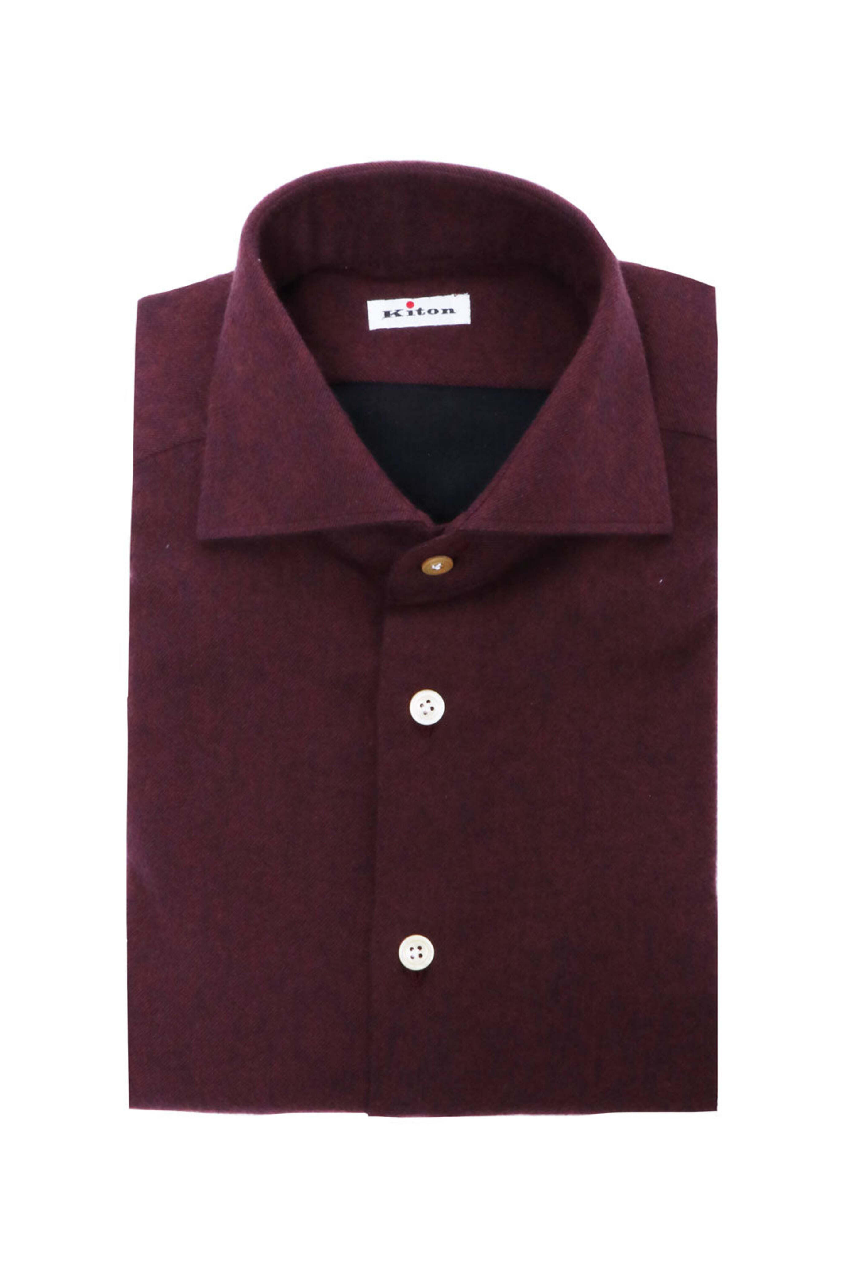 Kiton - Flannel Maroon Sportshirt