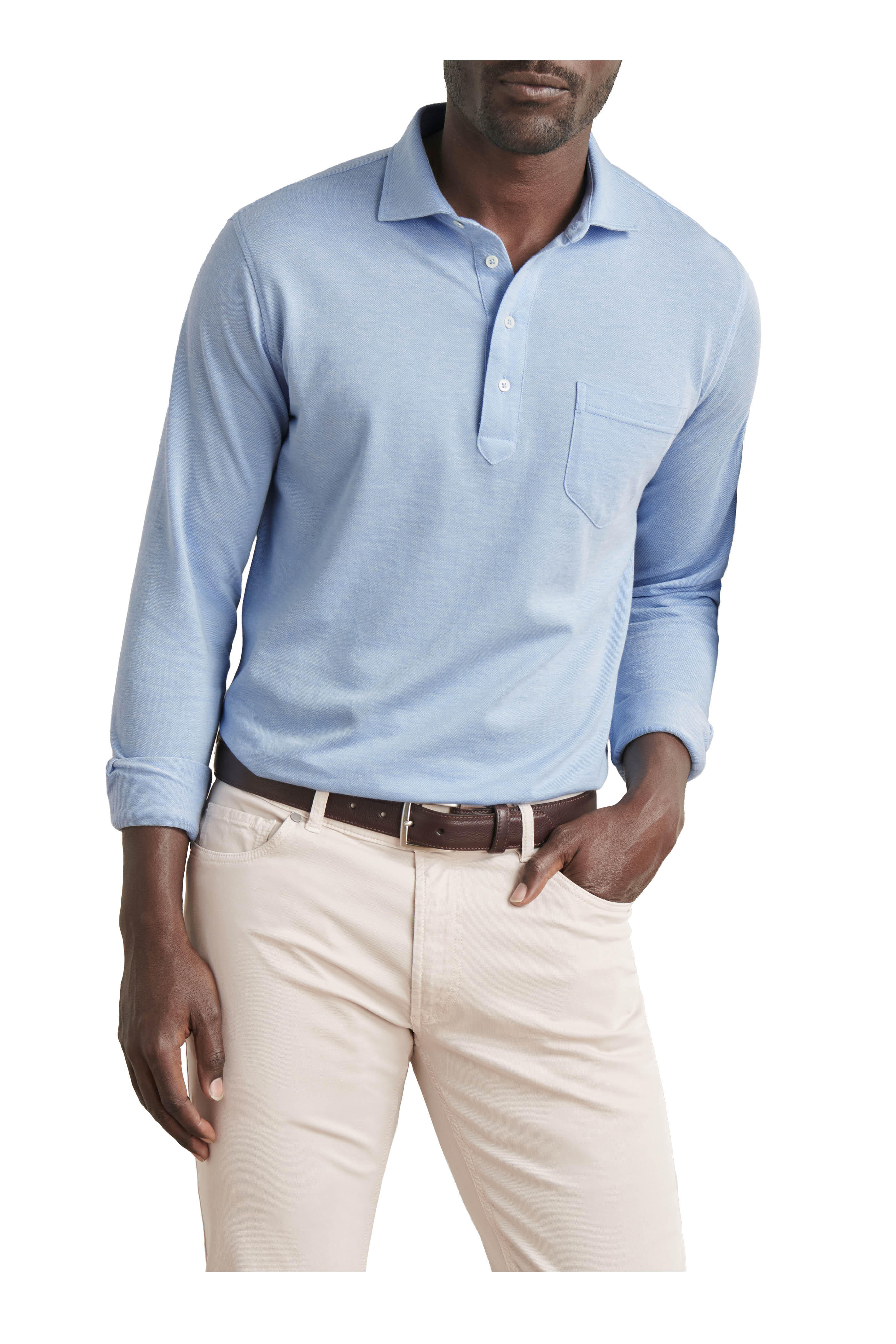 Peter Millar - Crown Blue Frost Long Sleeve Polo