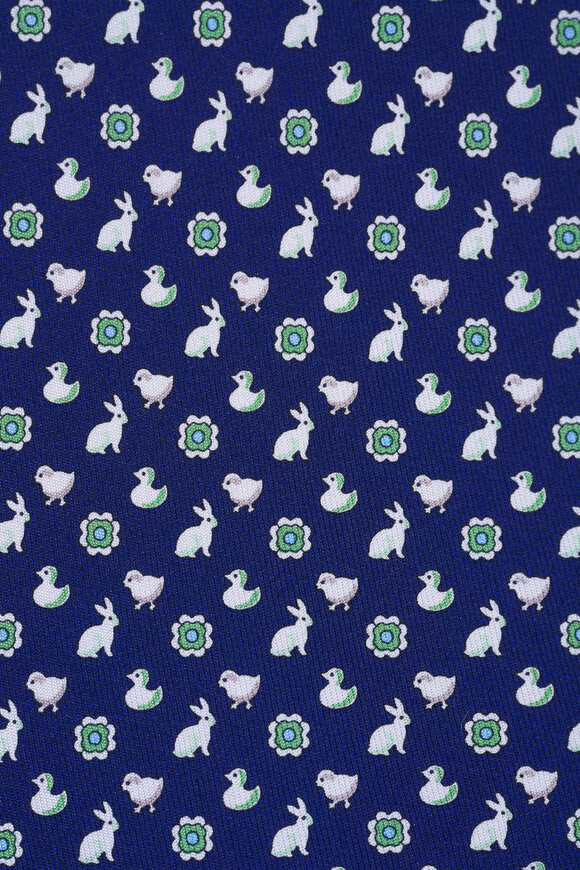 Ferragamo Navy Rabbit Print Silk Necktie - view 2