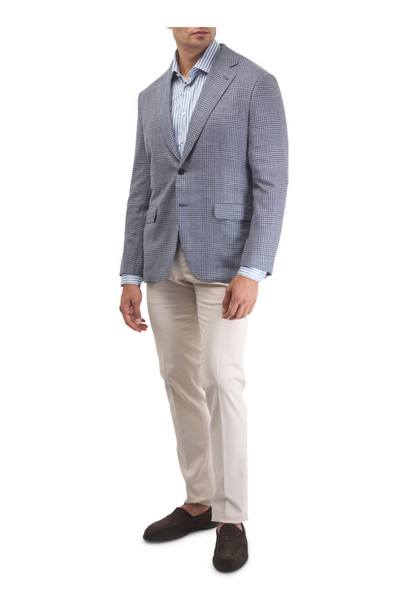 Eton Blue & White Stripe Cotton Dress Shirt - view 2