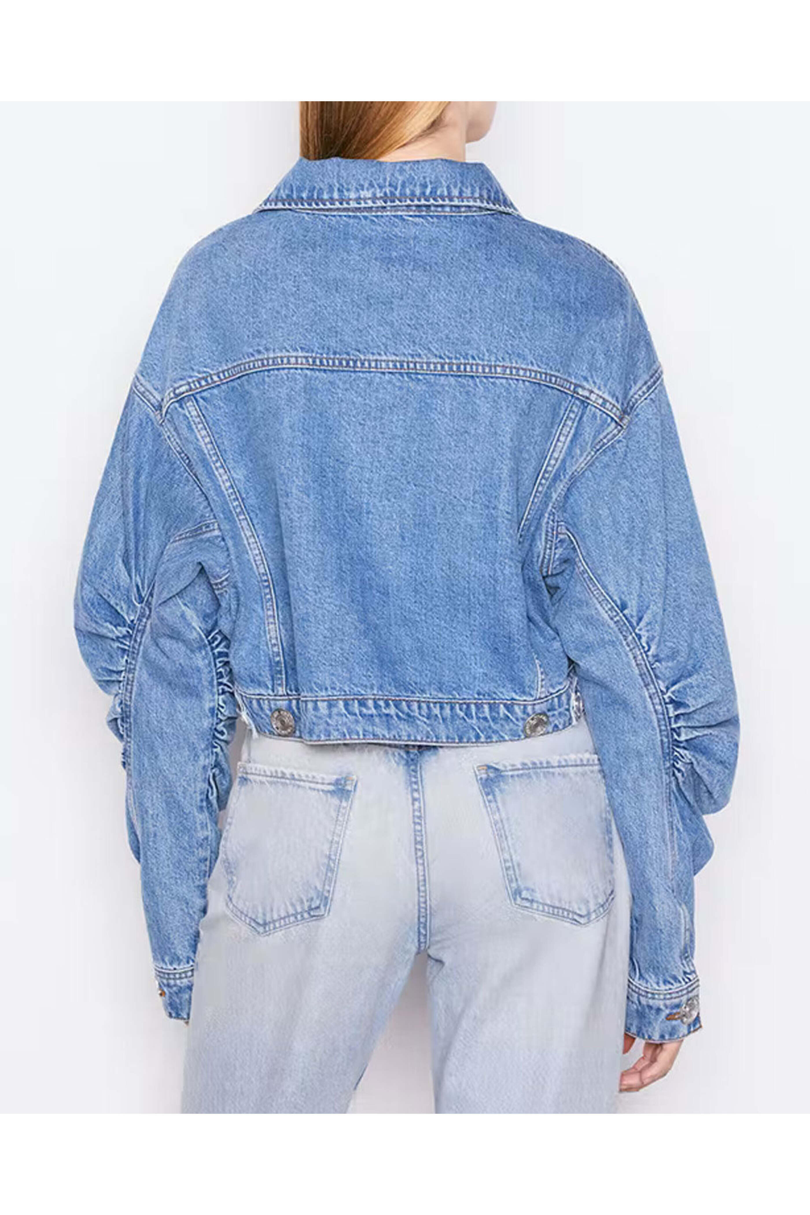 Frame - Sea Level Ruched Sleeve Denim Jacket | Mitchell Stores