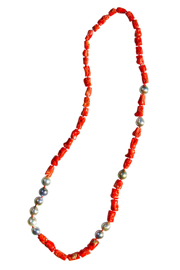 K. Brunini Jewels Tahitian Pearl & Coral Beaded Necklace - view 1