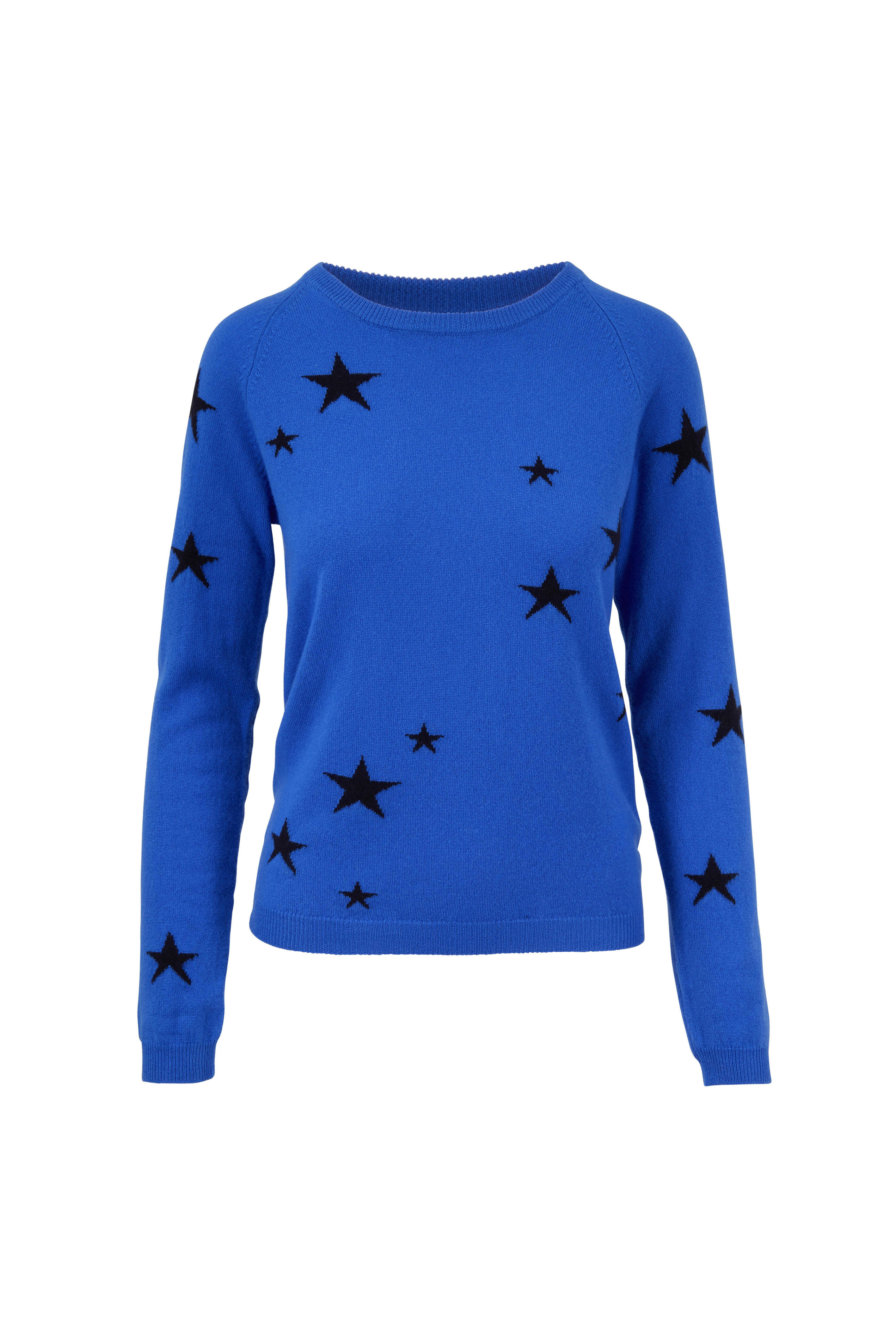 Chinti Parker Blue Navy Stars Cashmere Sweater