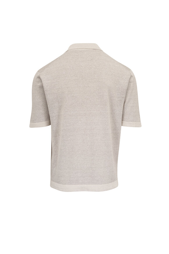 Maurizio Baldassari Beige & Light Gray Johnny Collar Polo - view 3