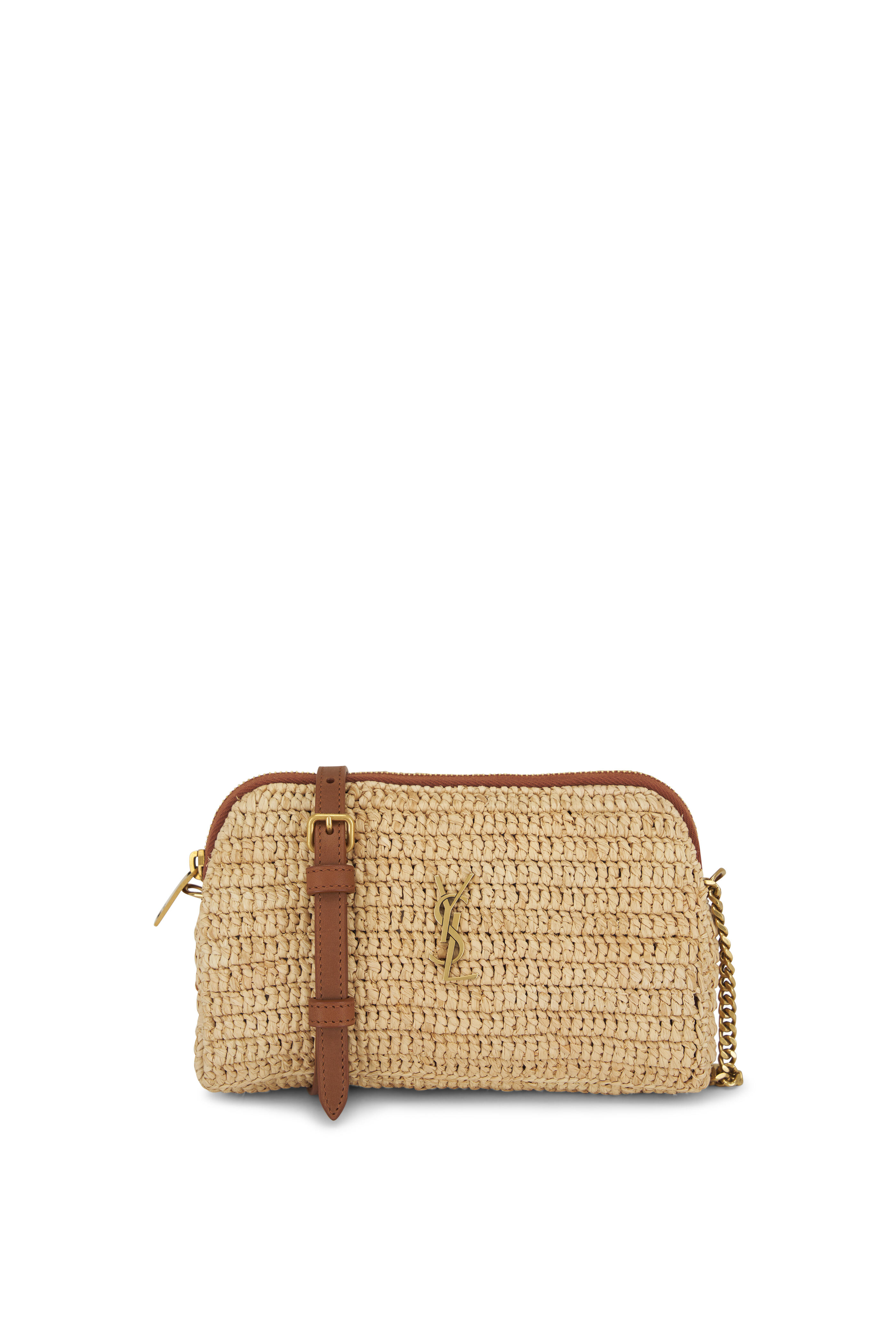 【SAINT LAURENT】Mini Monogram Gabi Crossbag/全国送料無料 Saint Laurent - Gaby Natural Raffia Mini Crossbody