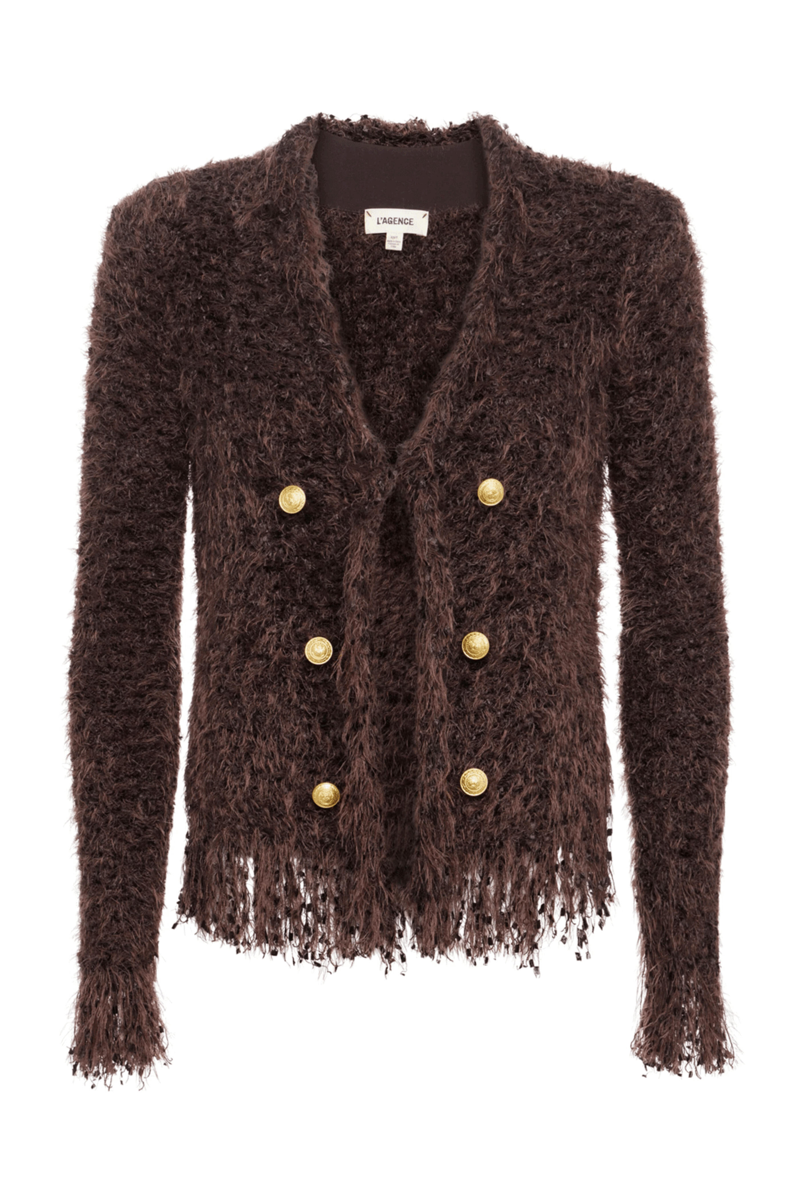 L'Agence - Chocolate Ganache Azure Cardigan Blazer