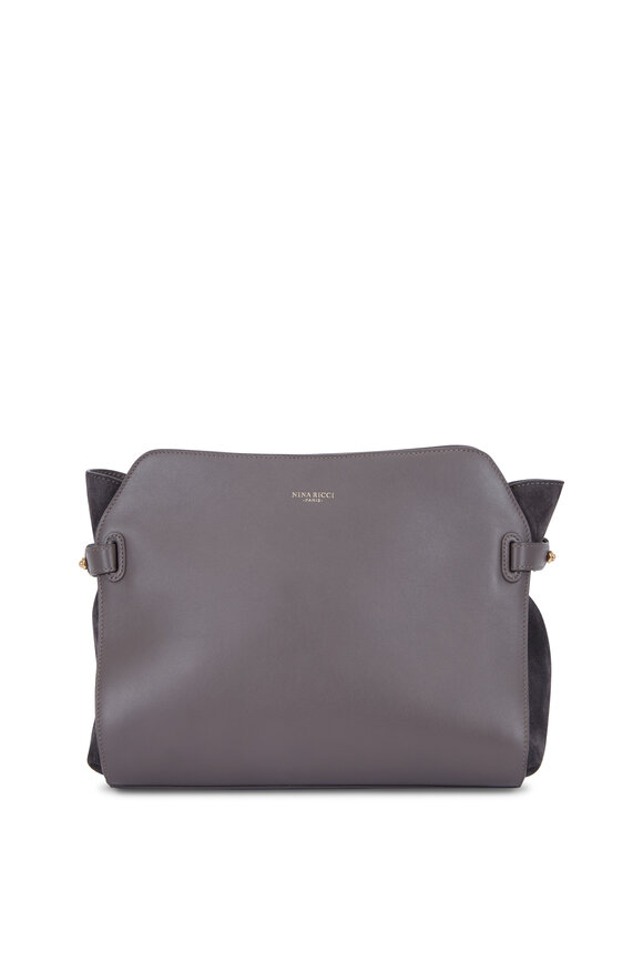 Nina Ricci - Marché Gray Leather & Suede Small Shoulder Bag