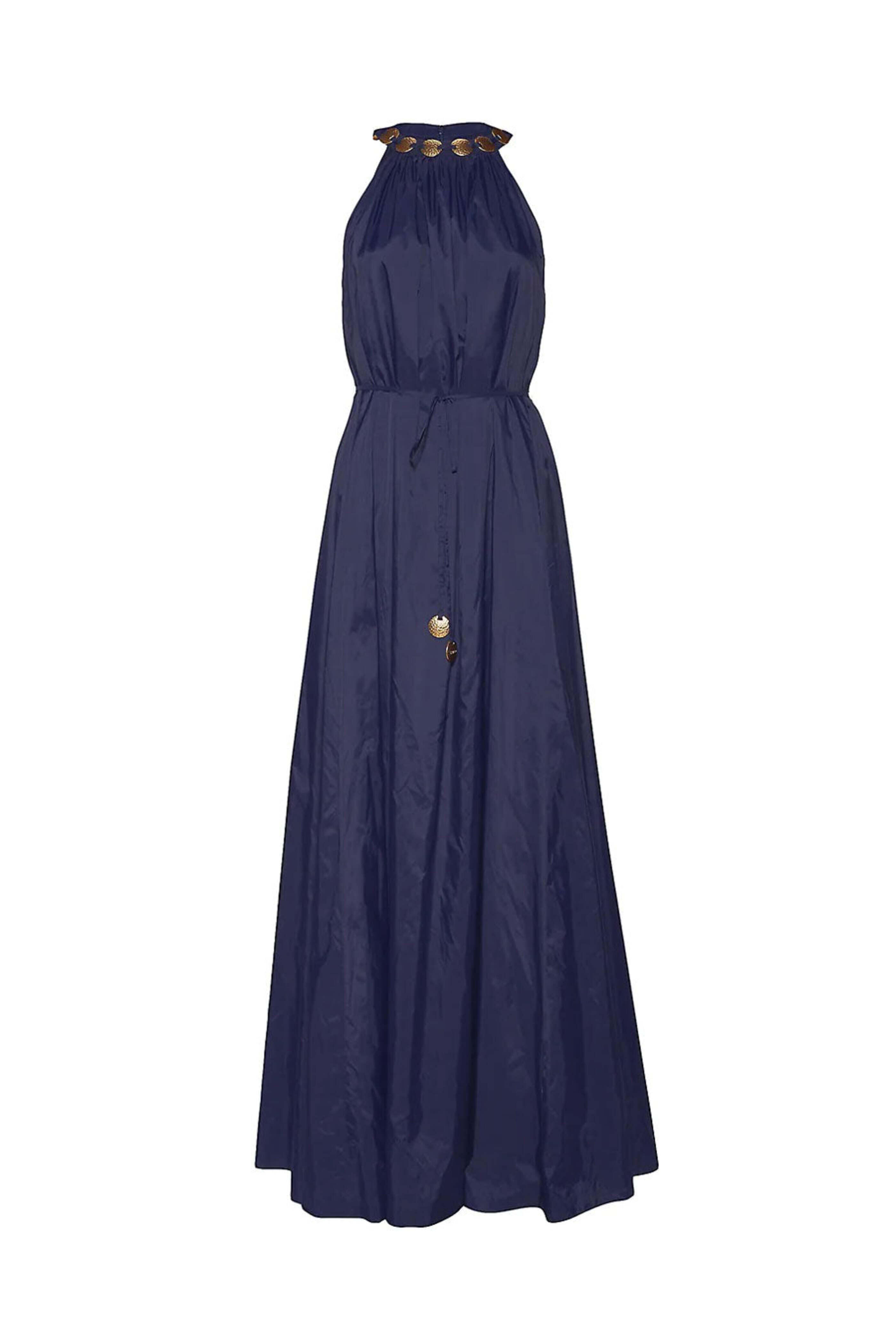 Staud - Navy Halter Neck Benoit Maxi Dress