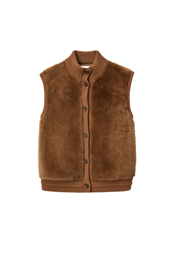 Lafayette 148 New York Vicuna Shearling & Quilted Camel Hair Vest - view 1