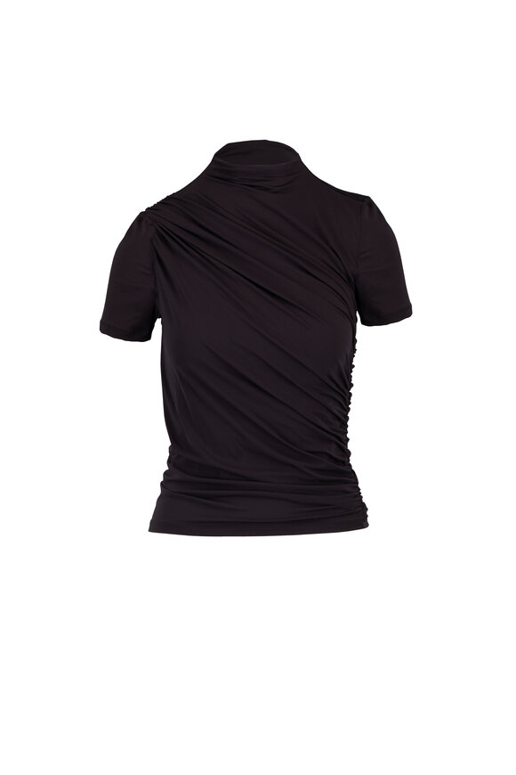 Frame Black Short Sleeve Draped Top - view 1