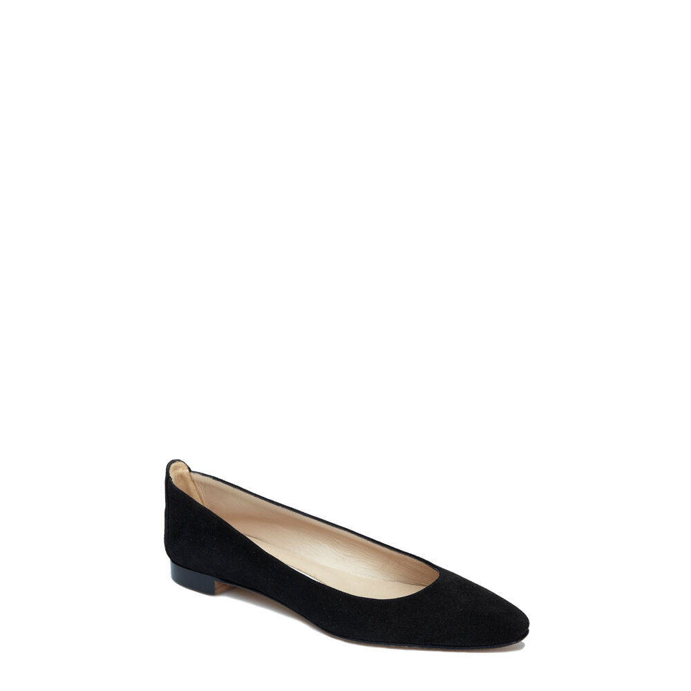 Manolo Blahnik - Lee Black Suede Ballet Flat | Mitchell Stores