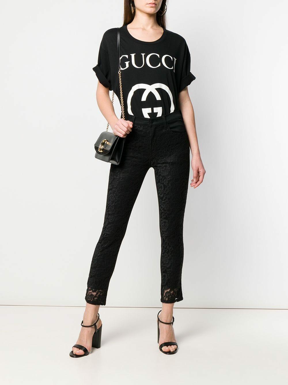 J Brand - Ruby Black Lace Front High-Rise Crop Jean