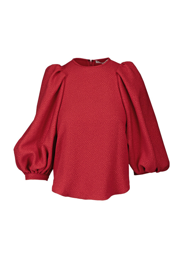 Edeline Lee Warrior Carmine Jacquard Bubble Top - view 1