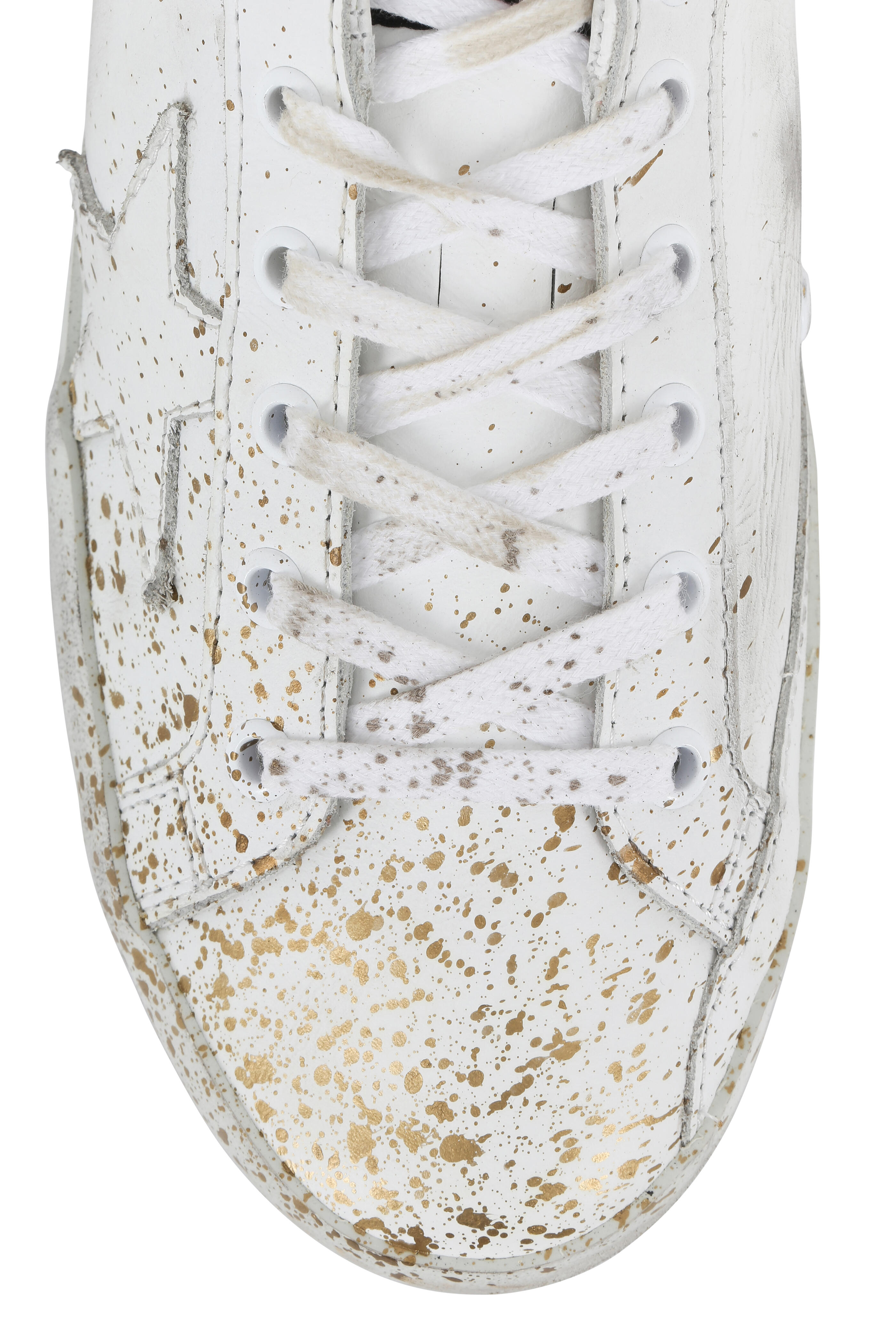 Golden Goose - Women's Superstar White & Gold Splatter Sneaker