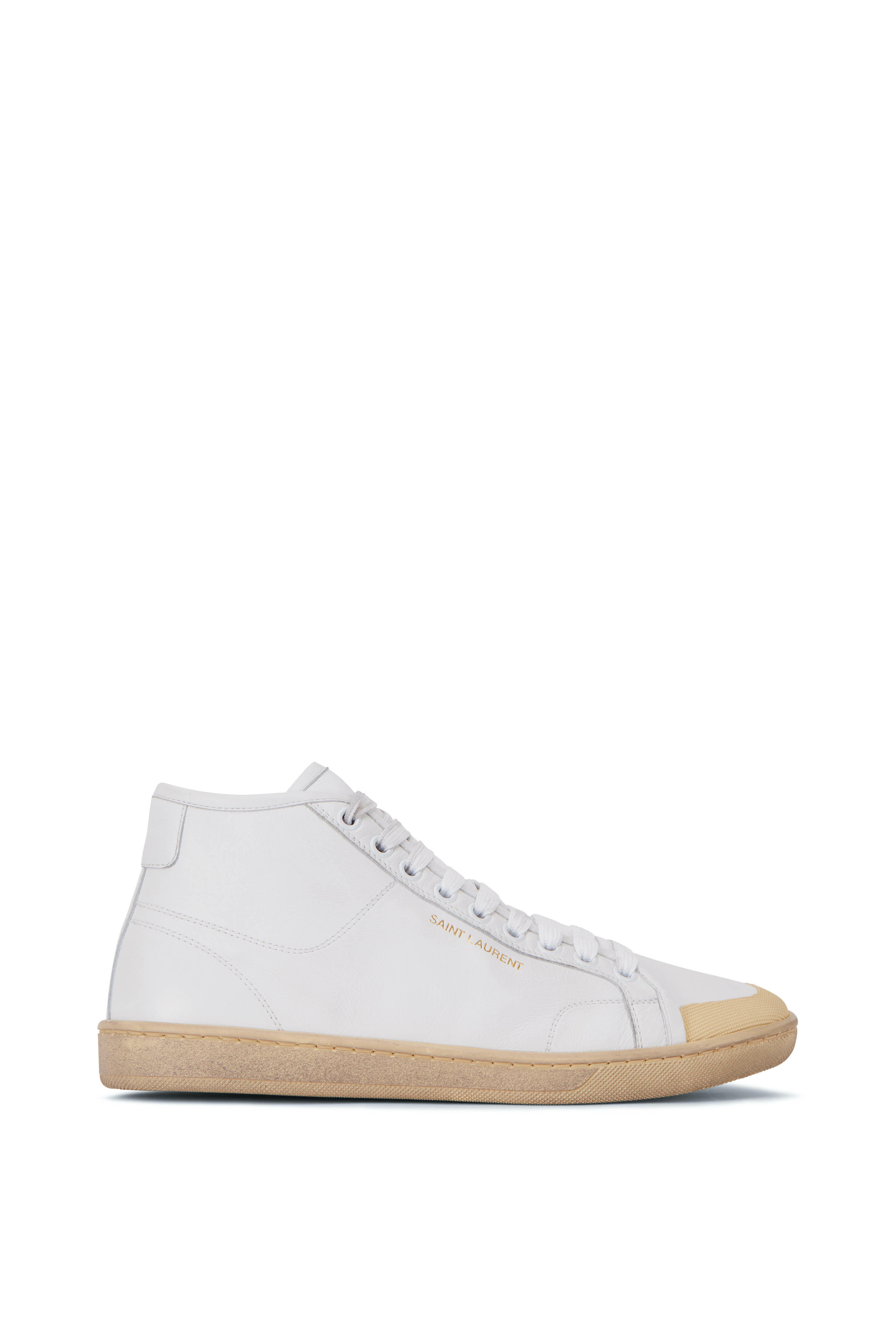 ★Saint Laurent★GREENWICH レザースニーカー★ホワイト★ Saint Laurent Greenwich Leather High-top Sneakers In White