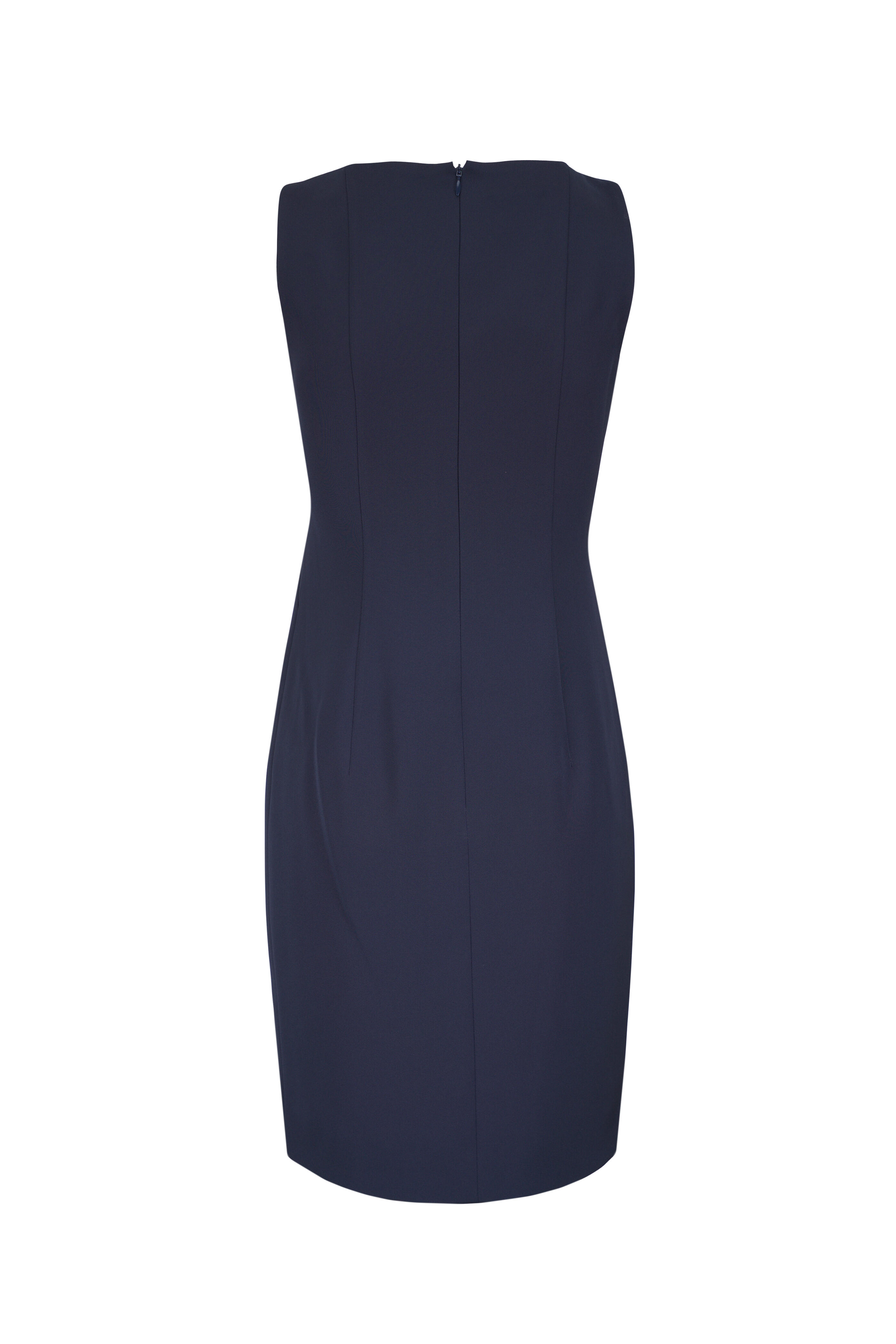 Akris - Sleeveless Navy Blue Round Neck Sheath Dress